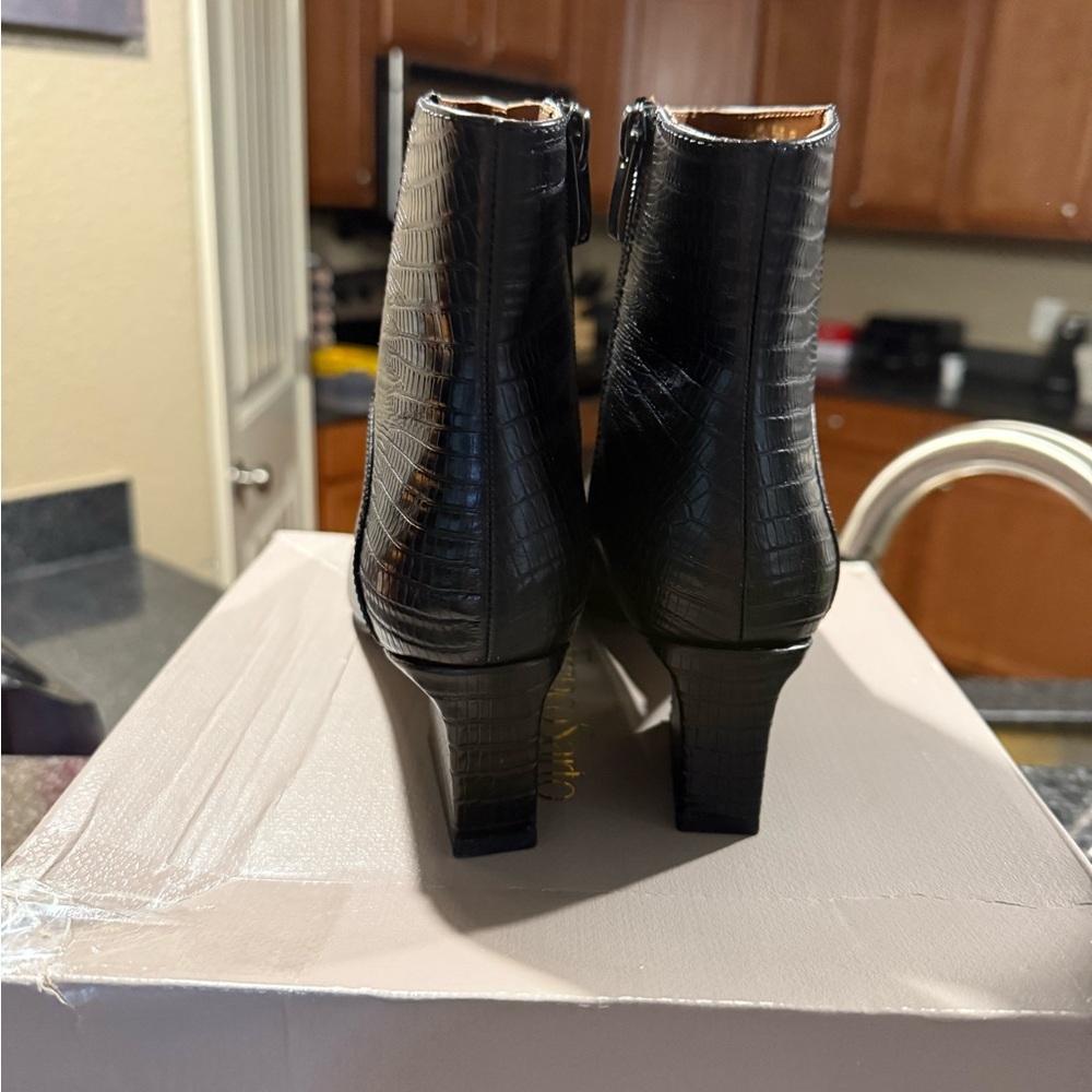 Franco Sarto Black Textured Ankle Booties - Picture 2 of 5
